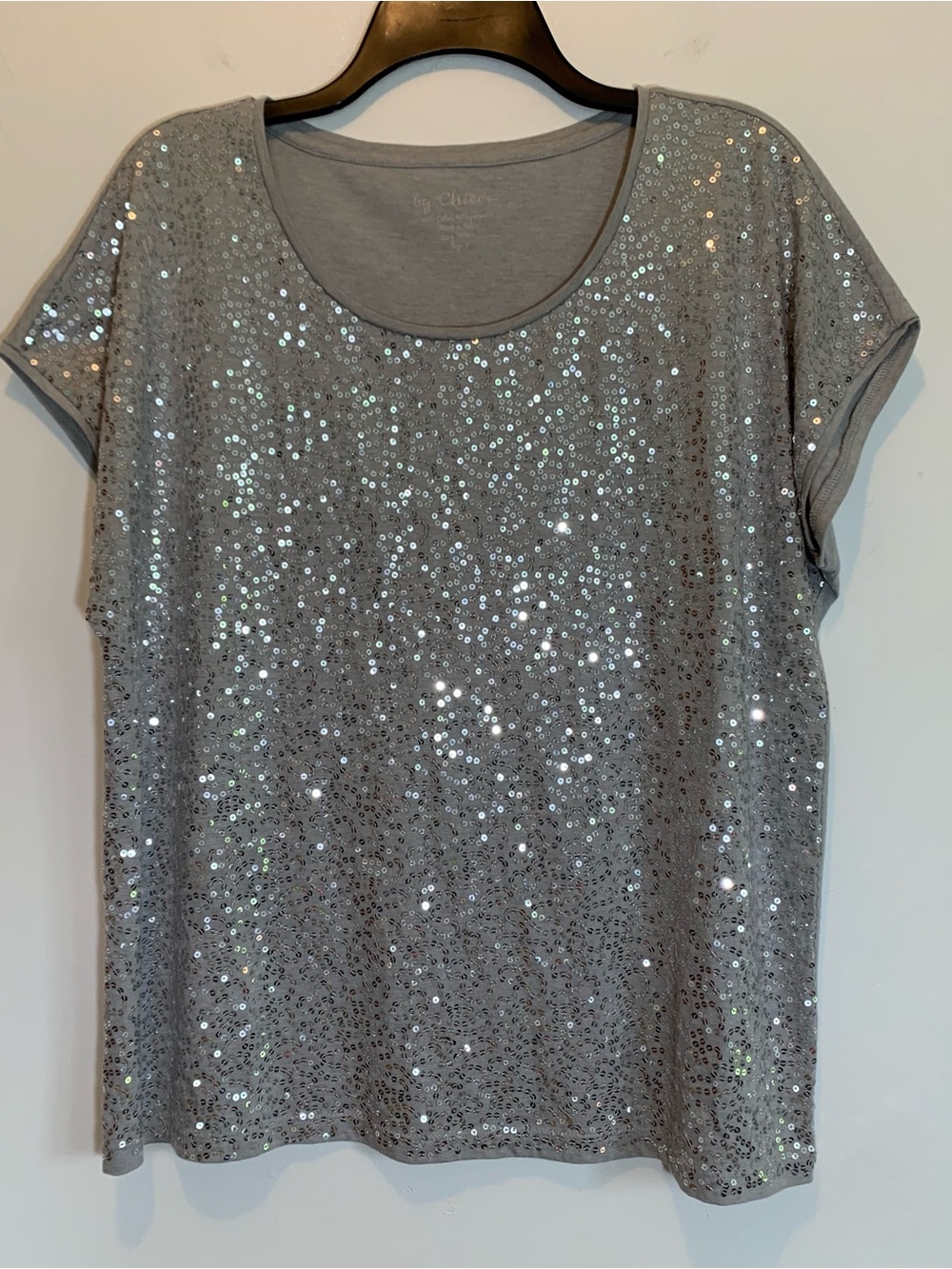 Chico’s Silver Sequin Tee Top Chico’s Size 3